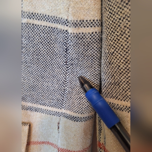 Max Studio Plaid Zip Up Long Jacket Stretch Soft Viscose Blend Cream Black XL - Picture 13 of 16